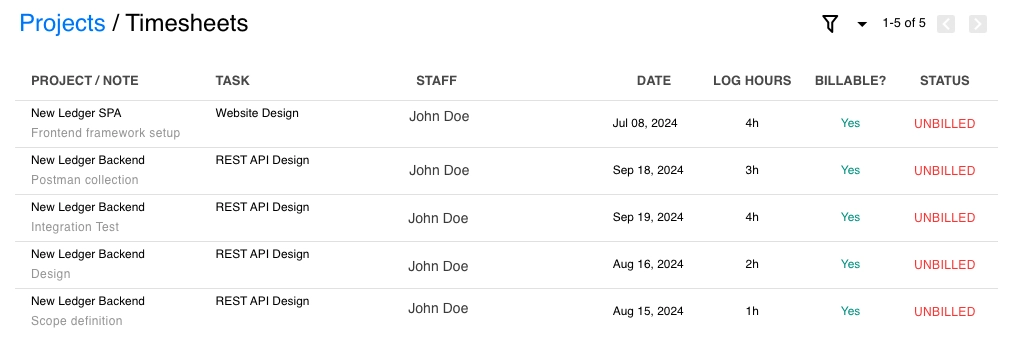 Timesheets And Billable Tracking