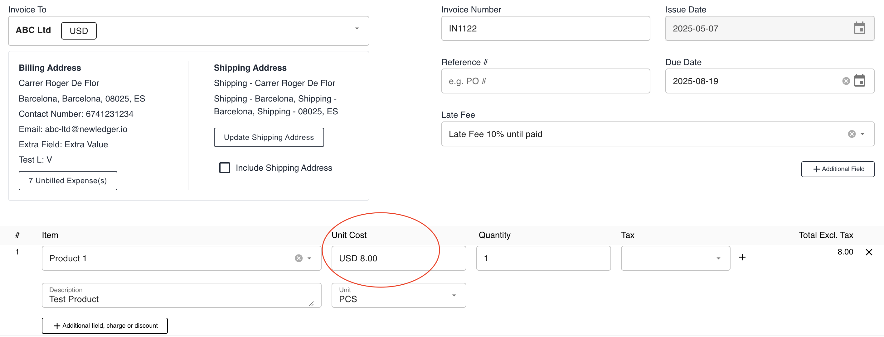 Invoice comparison showing client-specific pricing