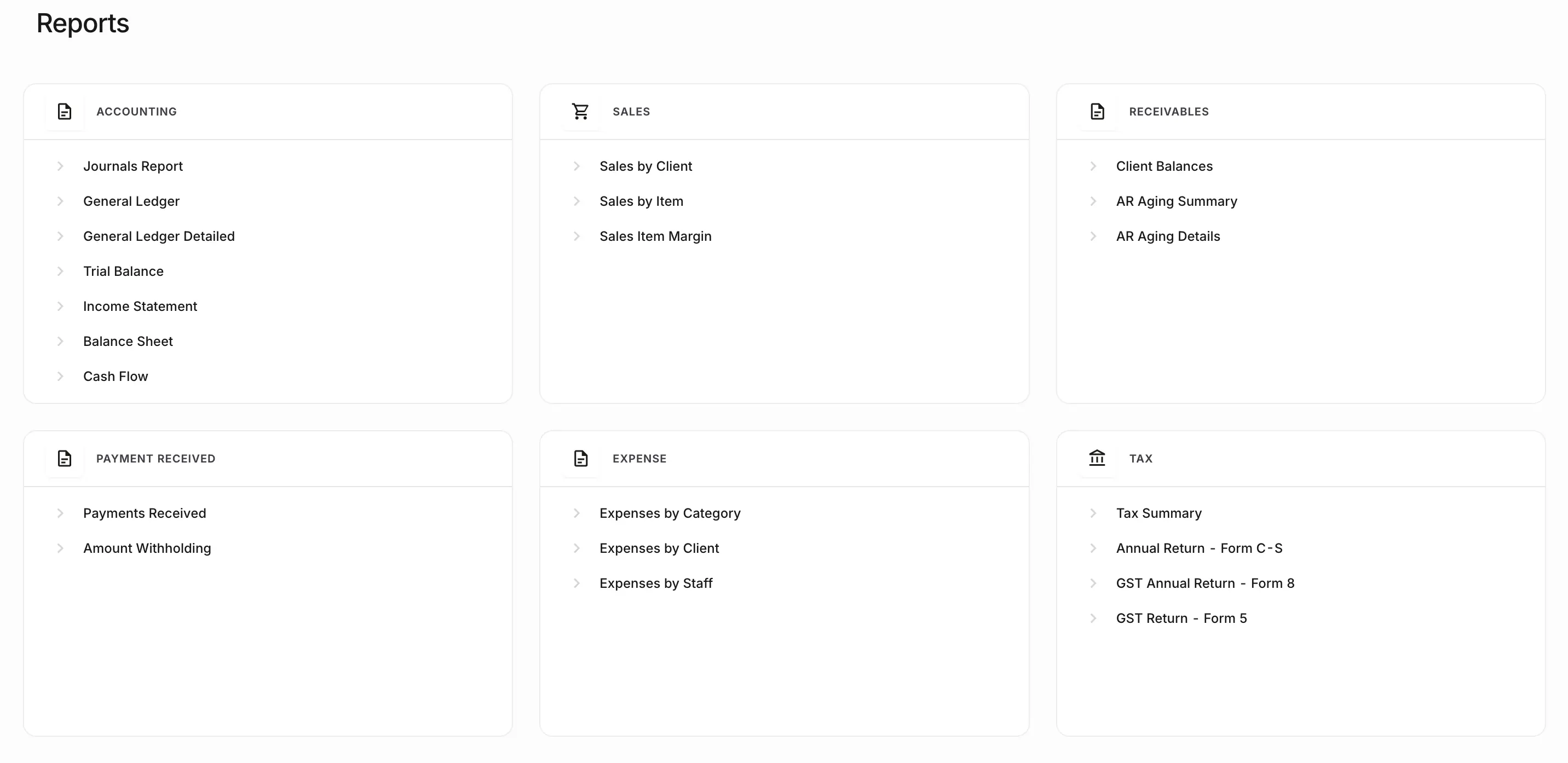 NewLedger report catalog produced from entity ledgers