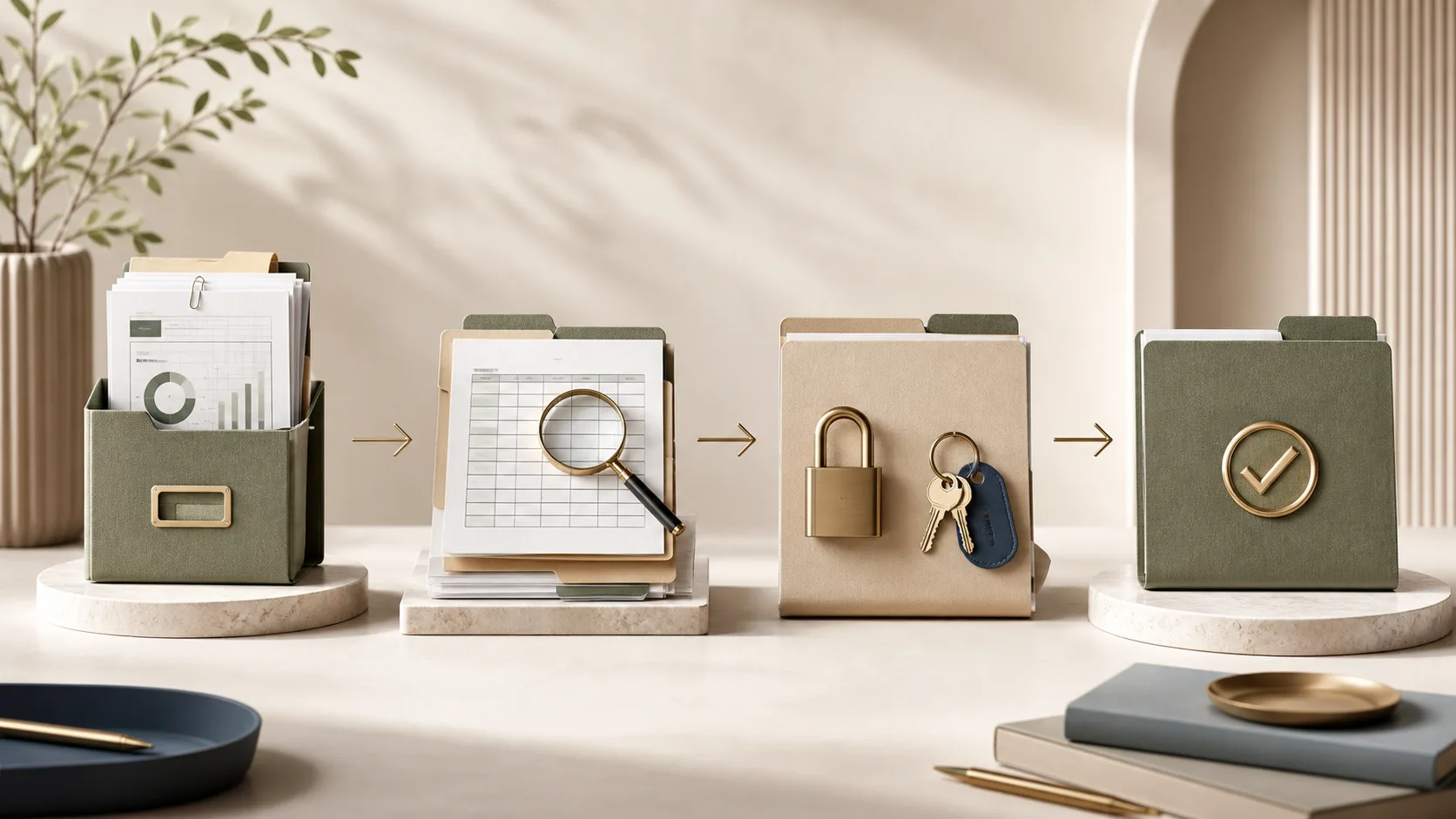 A new accounting client file moving through intake, verification, permissions, and close-readiness stages