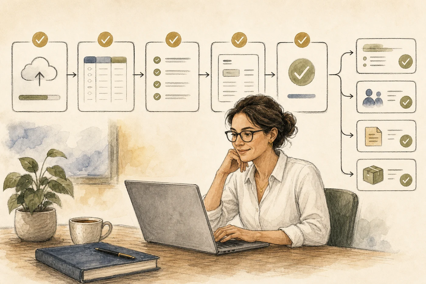 A finance professional using one calm NewLedger import workflow across different accounting record types