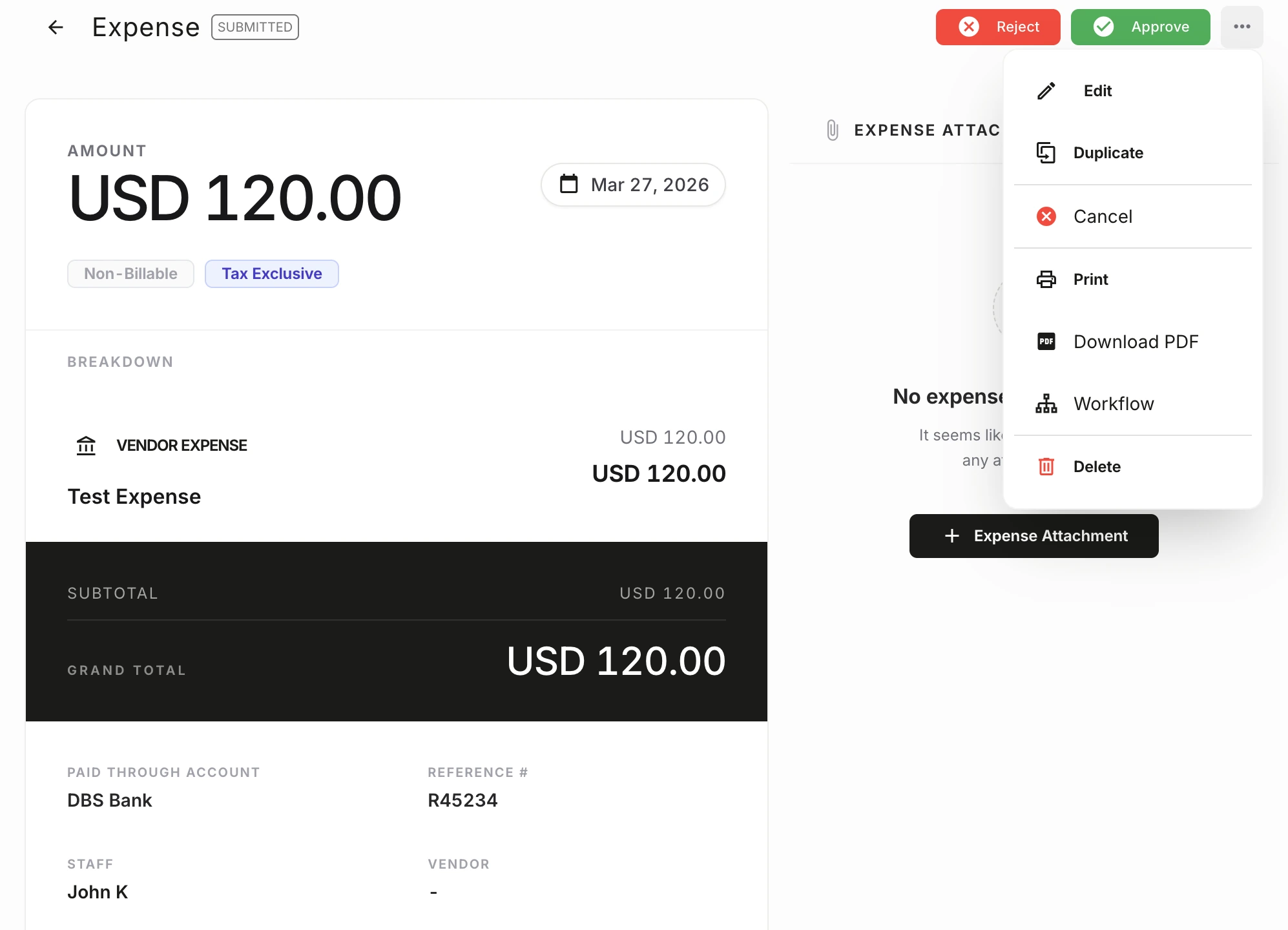 NewLedger expense detail controls and review screen